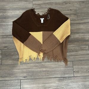 Rue21 Brown and Tan V-Neck Sweater